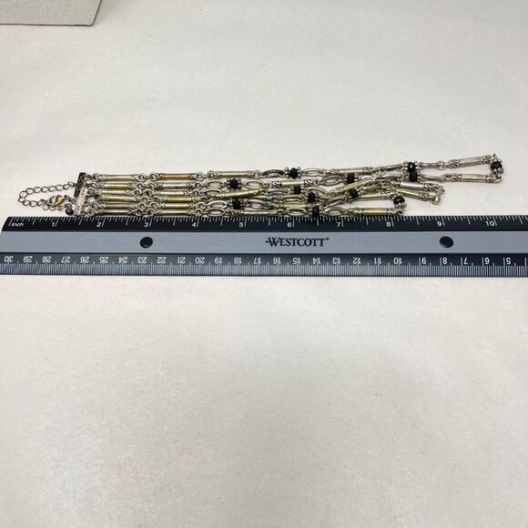 Avon Triple Strand Silver Tone Necklace with Black Bead Accents Vintage 90's - Picture 4 of 9